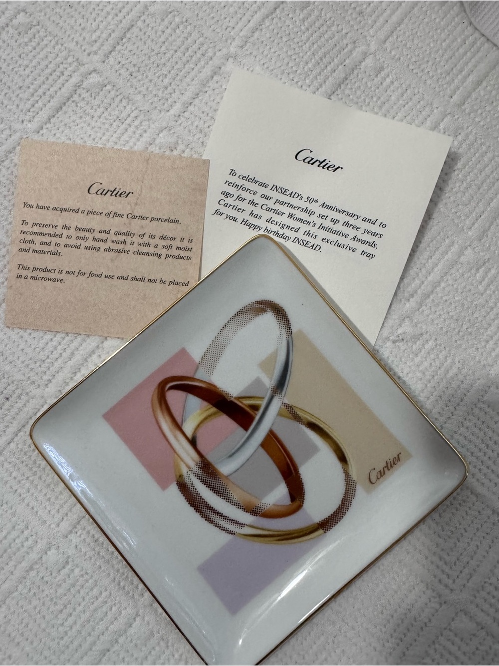 Cartier White and Gold Porcelain Trinket Tray